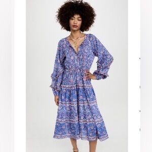 Alicia Bell 
Cameron Silk Blend Midi Dress 
Med Smock Pink Blue Beach Tassels
